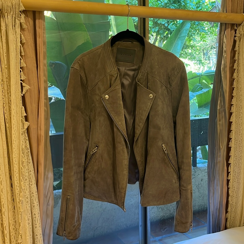 Faux Suede Gray Moto Jacket
